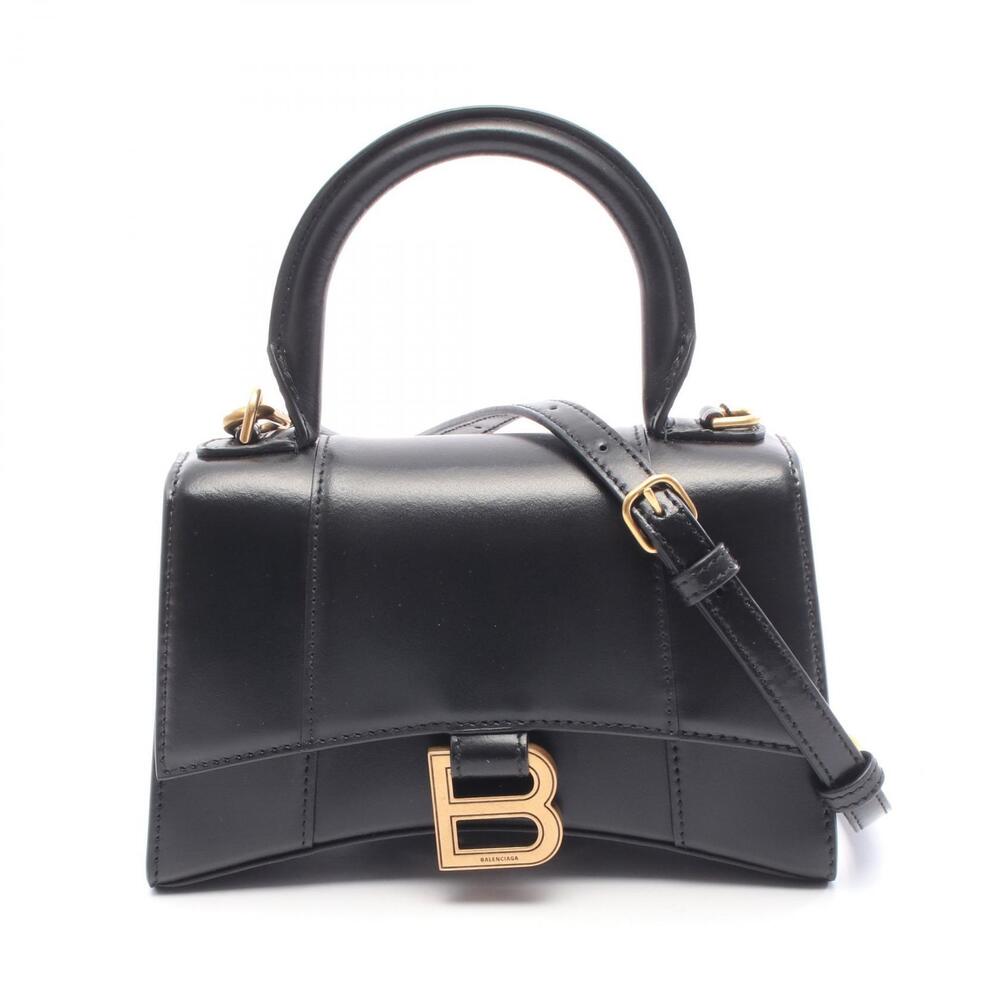 Balenciaga Hourglass Handbag Leather Black